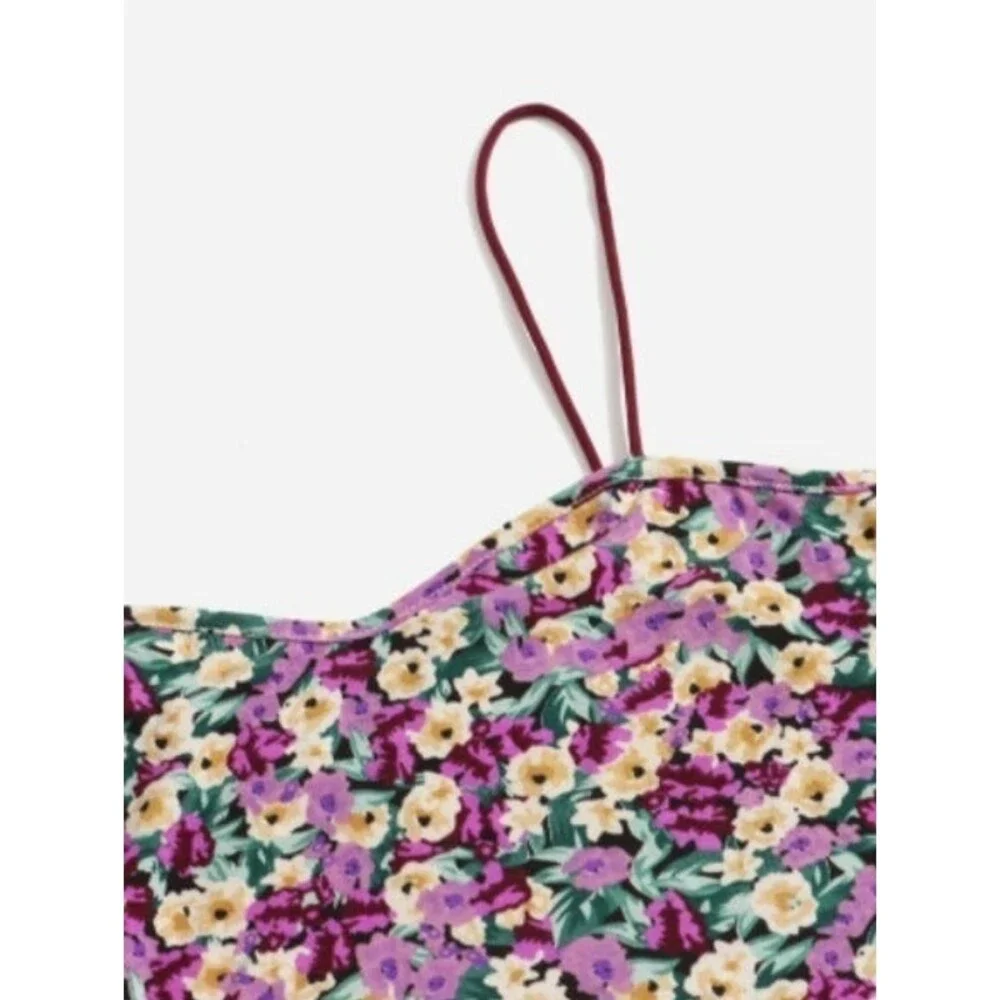 Size 12XL SHEIN Floral High Cut Cami Bodysuit